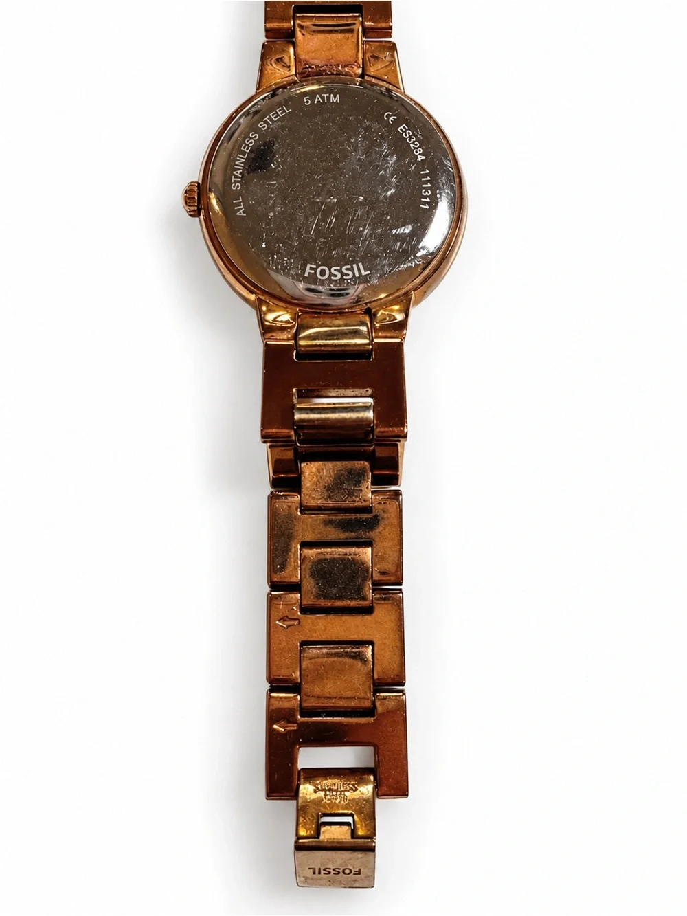 Fossil Virginia ES3284 Rose Gold Tone Crystal Watch Needs Battery
